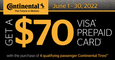 $70 Rebate on select Continental Tires