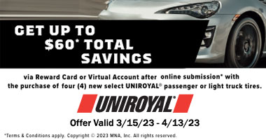 Get up to $60 Rebate on UNIROYAL tires